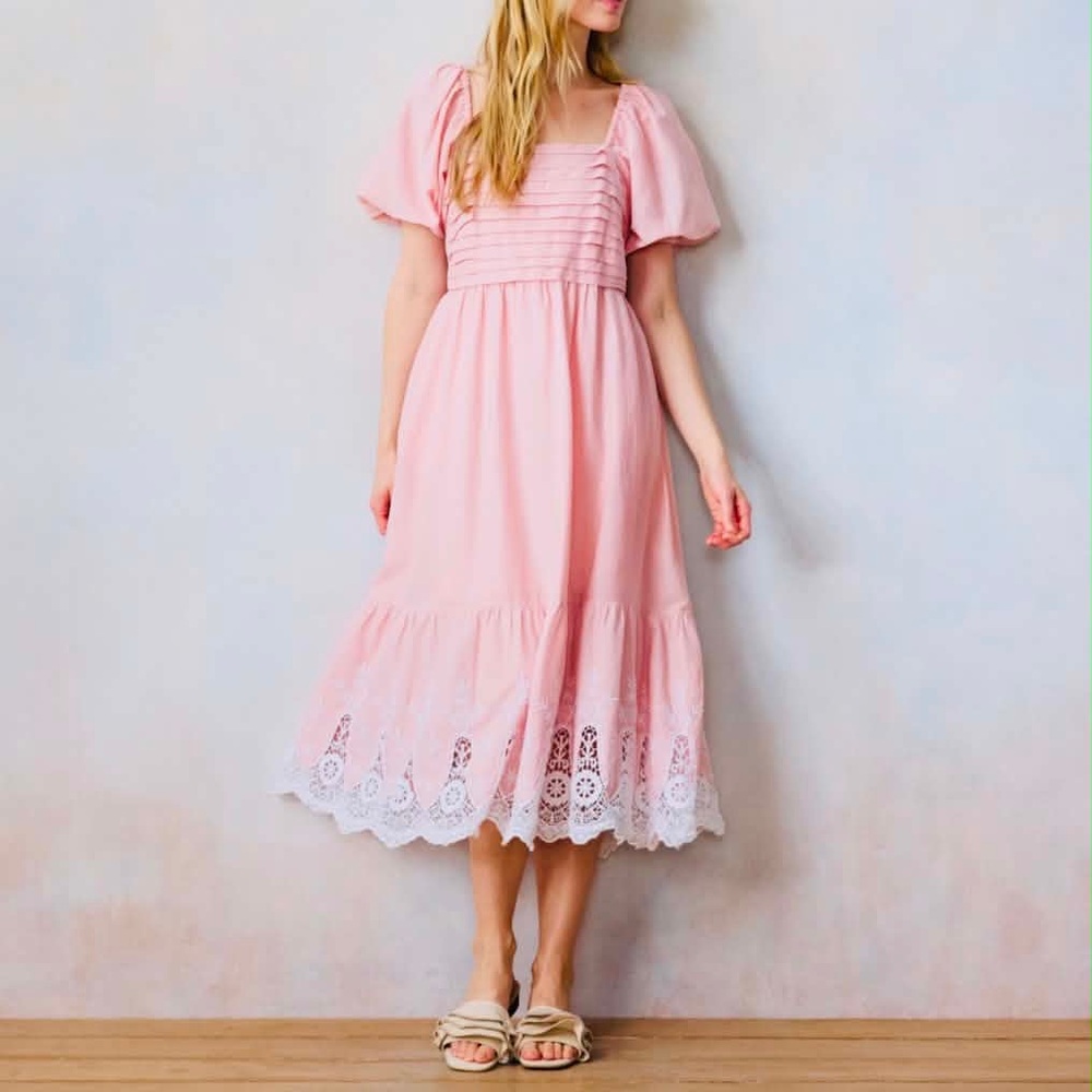 Lauren Conrad Midi Dress with Lace Hem
